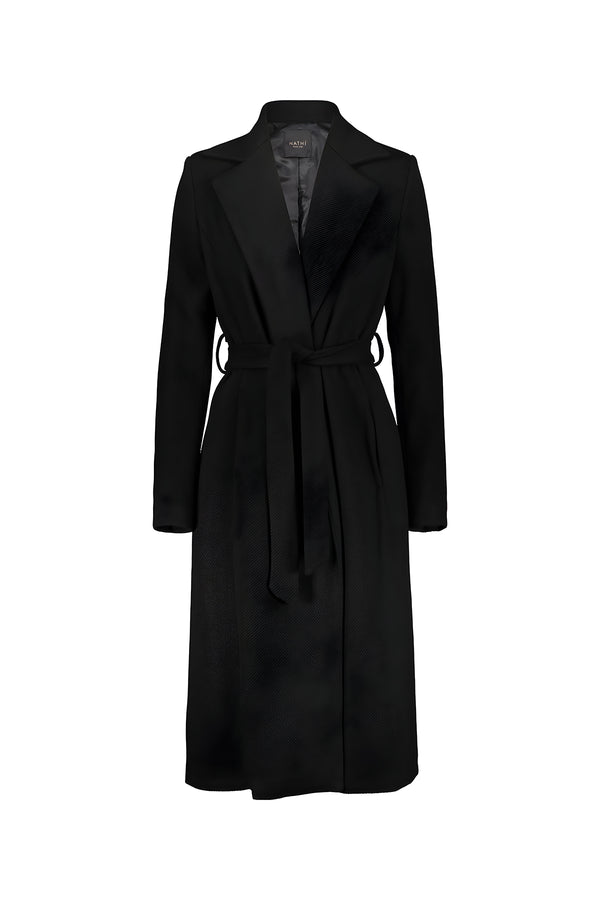 Cappotto Donna Cinta Foderato Nero