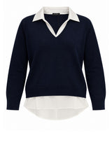 Maglia Scollo A V Inserto Polo Nathì - Blu