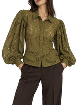 Camicia Manica Ballon Pizzo Nathì - Olio