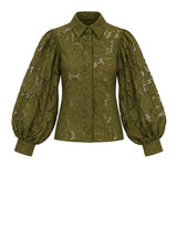 Camicia Manica Ballon Pizzo Nathì - Olio
