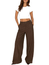 Pantalone Taglio Largo Donna - Marrone