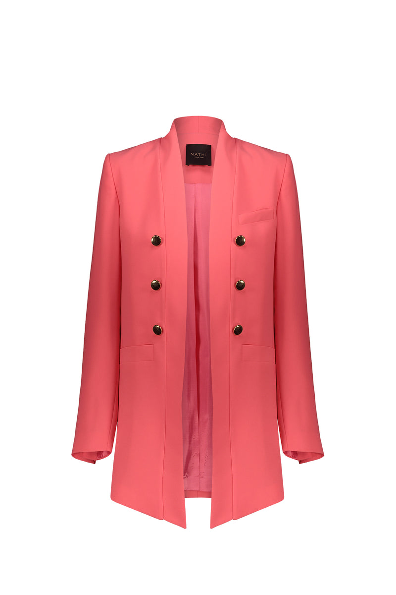 Giacca Spolverino Con Bottoni Fuxia