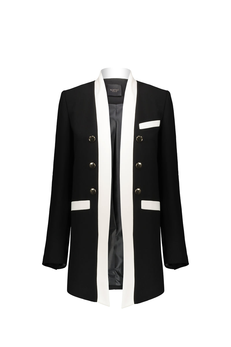 Giacca Spolverino Con Bottoni Nero/Bianco