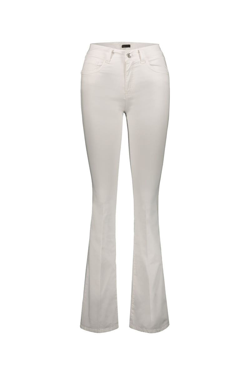 Pantalone A Zampa In Tinta Unita Bianco