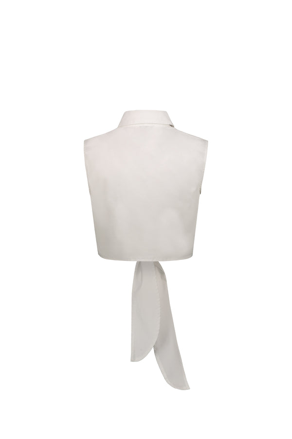 Camicia Smanicata Con Borchie Bianco